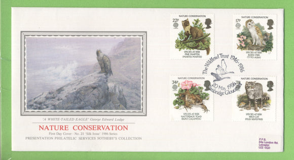 G.B. 1986 Nature Conservation set on PPS silk First Day Cover, Slimbridge