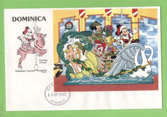 Dominica 1990 Disney Christmas Carousel, mini sheet on First Day Cover