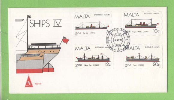Malta 1986 Maltese Ships (4th series) set on ES First Day Cover, Valetta