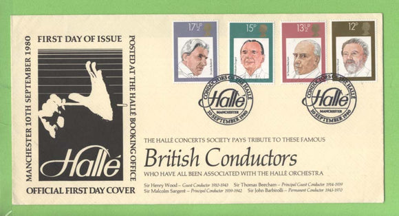 G.B. 1980 British Conductors set on HALLE Official First Day Cover, Manchester