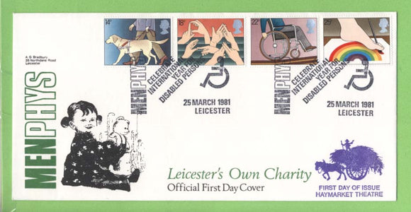 G.B. 1981 Year of Disabled set on official MENPHYS First Day Cover, Leicester