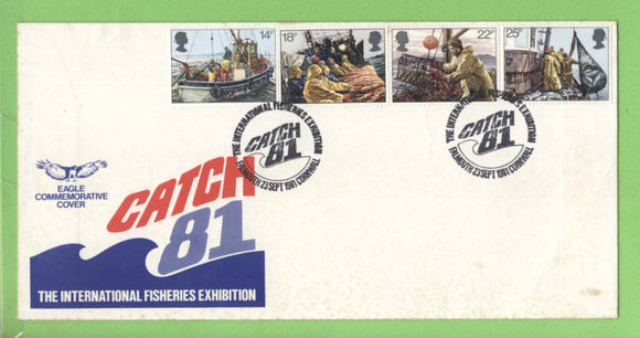 G.B. 1981 Fishing set on official 'Catch 81' First Day of Issue, Falmouth. (some toning on cover)