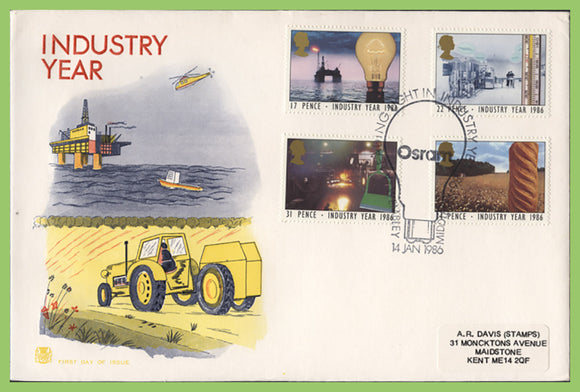 G.B. 1986 Industry Year set on Stuart First Day Cover, Wembley
