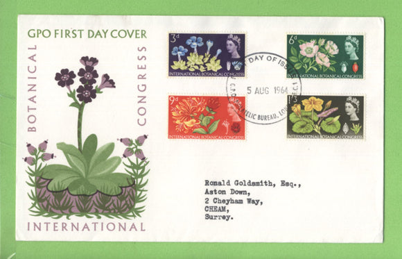 G.B. 1964 Int. Botanical Congress Phosphor set on GPO First Day Cover, Bureau