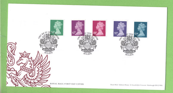 G.B. 2010 five definitives on u/a Royal Mail First Day Cover, Windsor