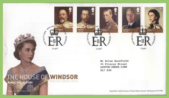G.B. 2012 The House of Windsor set on Royal Mail First Day Cover, Tallents House
