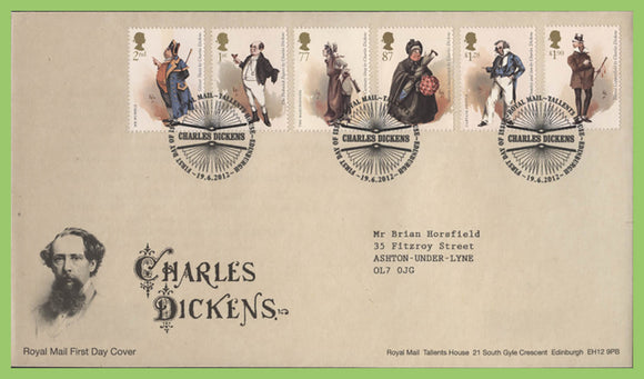 G.B. 2012 Charles Dickens set on Royal Mail First Day Cover, Tallents House