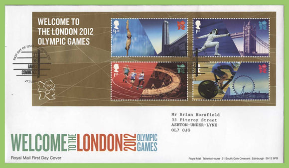 G.B. 2012 Olympics Welcome M/S Royal Mail First Day Cover, London E20