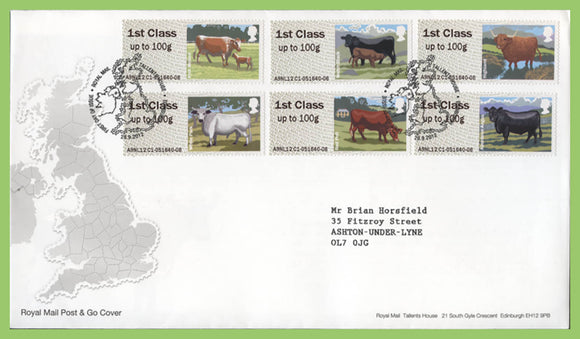 G.B. 2012 Post & Go Cattle set on Royal Mail First Day Cover, Tallents House