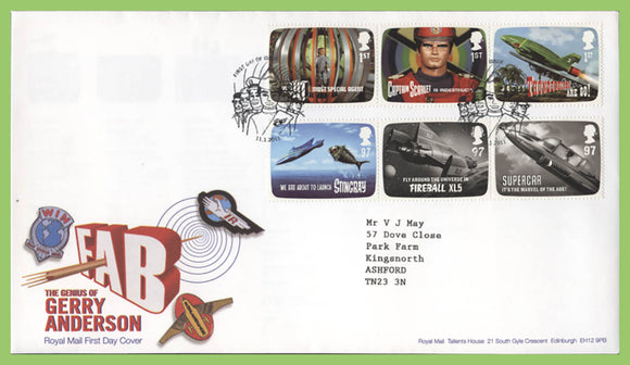 G.B. 2011 Gerry Anderson FAB set on Royal Mail First Day Cover, Slough
