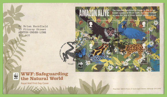 G.B. 2011 WWF Natural World miniature sheet on Royal Mail First Day Cover, Tallents House