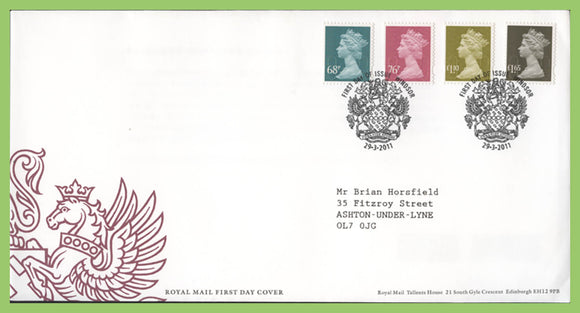 G.B. 2011 Four Definitives on Royal Mail First Day Cover, Windsor