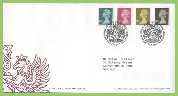 G.B. 2011 Four Definitives on Royal Mail First Day Cover, Tallents House