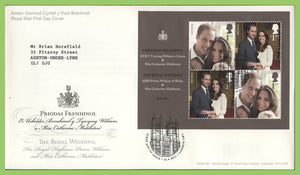 G.B. 2011 Royal Wedding miniature sheet on Royal Mail First Day Cover, London SW1