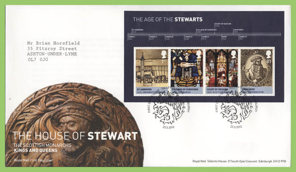G.B. 2010 House of Stewart M/S Royal Mail First Day Cover, Tallents House