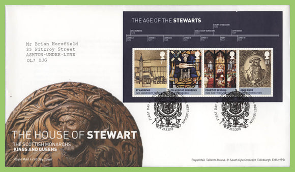 G.B. 2010 House of Stewart M/S Royal Mail First Day Cover, Linlithgow