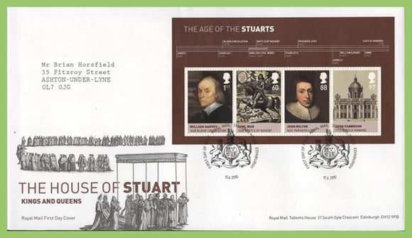 G.B. 2010 House of Stuart M/S Royal Mail First Day Cover, Tallents House