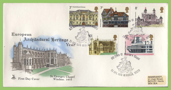 G.B. 1975 Architectural Heritage set on Mercury First Day Cover, St Georges Chapel, Windsor