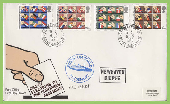 G.B. 1979 European Elections set on Post Office First Day Cover, Dieppe, Paquebot