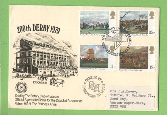G.B. 1979 Horse Racing on Rotary International First Day Cover, Epsom