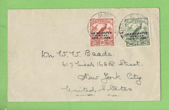 New Guinea 1935 KGV Silver Jubilee overprints on cover to USA
