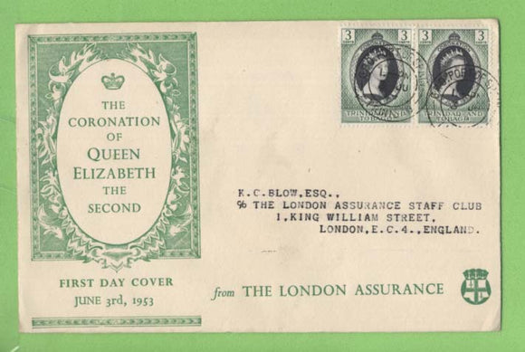 Trinidad & Tobago 1953 QEII Coronation issue on illustrated First Day Cover