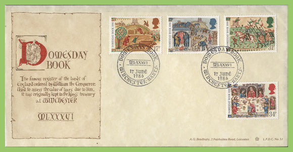 G.B. 1986 Medieval Life set on Bradbury First Day Cover, Winchester