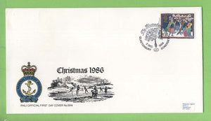 G.B. 1986 Christmas 12p Glastonbury Thorn  on official RNLI First Day Cover, Glastonbury