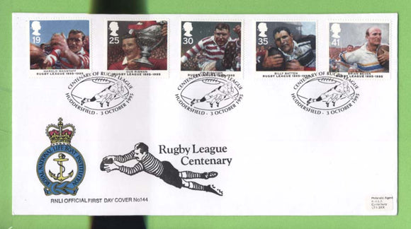 G.B. 1986 Rugby League Centenary on official RNLI First Day Cover, Huddersfield