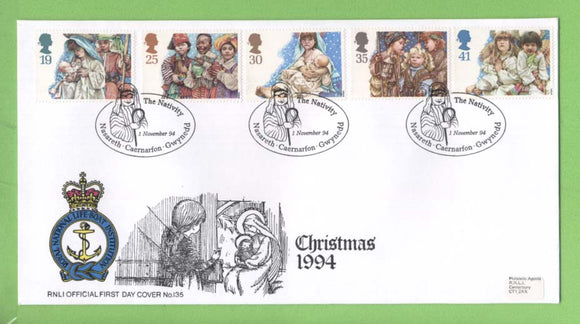 G.B. 1994 Christmas set on official RNLI First Day Cover, Nasareth
