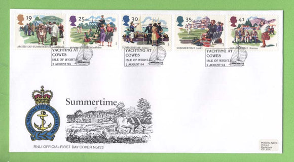 G.B. 1994 Summertime set on RNLI official First Day Cover, Isle of Wight