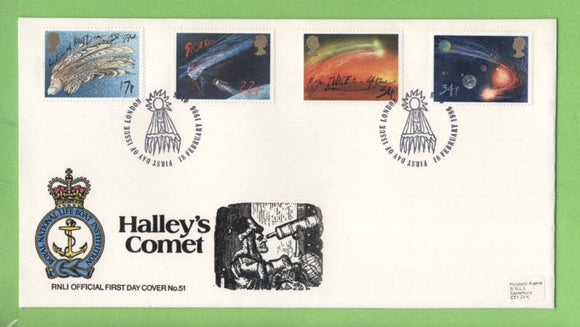 G.B. 1986 Halleys Comet set on RNLI First Day Cover, London