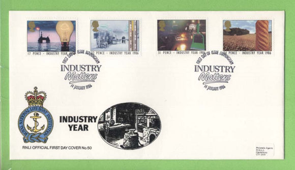 G.B. 1986 Industry Year set on RNLI official First Day Cover, Birmingham