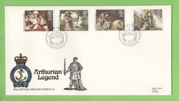 G.B. 1985 Arthurian Legend set on RNLI official First Day Cover, Tintagel Cornwall