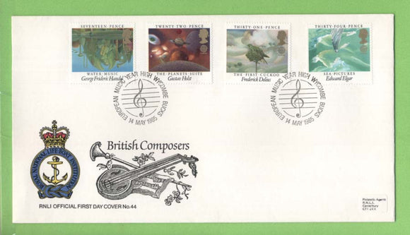 G.B. 1985 British Composers set on RNLI official First Day Cover, High Wycombe