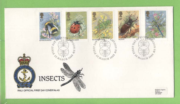 G.B. 1985 Insects set on RNLI official First Day Cover, London SW