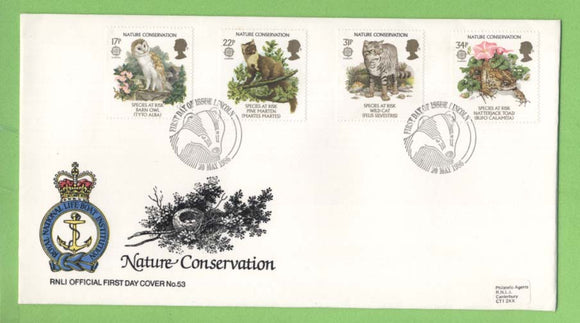 G.B. 1985 Nature Conservation set on RNLI official First Day Cover, Lincoln