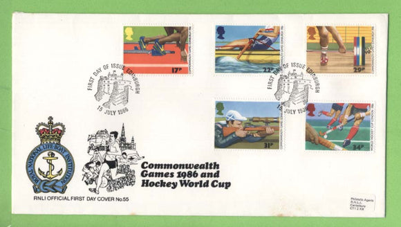 G.B. 1986 Commonwealth Games set on RNLI oficial First Day Cover, Edinburgh
