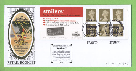G.B. 2005 Smilers Retail Booklet Benham First Day Cover, Windsor