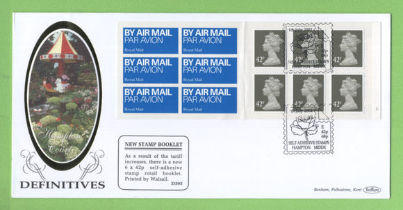 G.B. 2002 Walsall 6 x 42p booklet on Benham First Day Cover, Hampton
