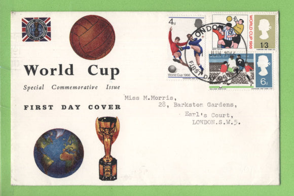G.B. 1966 World Cup Football set on First Day Cover, London SW