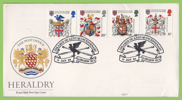 G.B. 1984 Heraldry set on Royal Mail u/a First Day Cover, College of Arms. London EC4