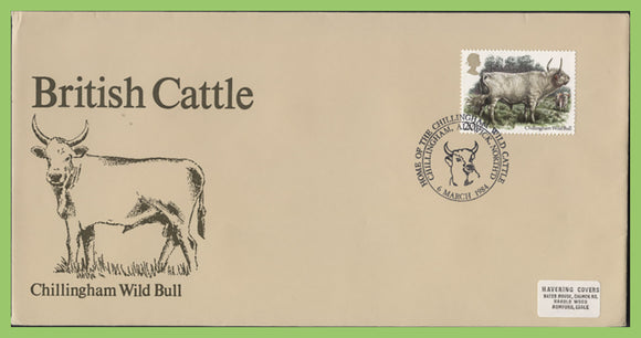 G.B. 1984 20½p Chillingham Bull on Havering First Day Cover, Chillingham