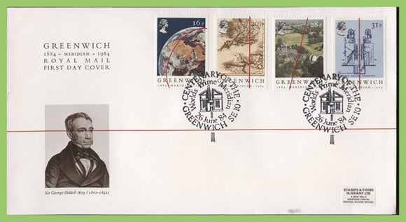 G.B. 1984 Greenwich Meridian set on label Royal Mail First Day Cover, Greenwich