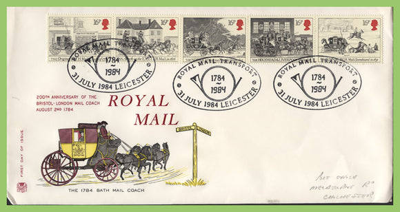 G.B. 1984 Royal Mail Coach set on Stuart First Day Cover, Leicester