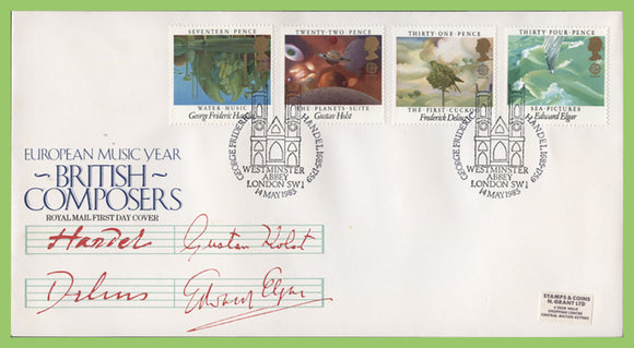G.B. 1985 British Composers set on Royal Mail First Day Cover, Westminster Abbey