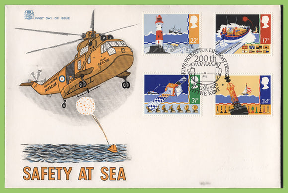 G.B. 1985 Safety at Sea set on Stuart First Day Cover, Hythe Kent