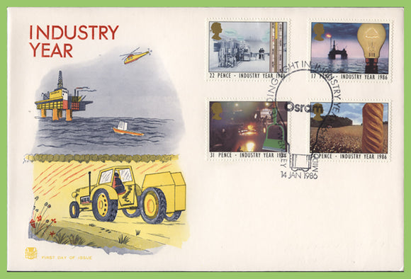 G.B. 1986 Industry Year set on u/a Stuart First Day Cover, Osram, Wembley