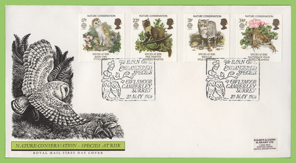 G.B. 1986 Nature Conservation set on Royal Mail First Day Cover, Owlsmoor, Camberley