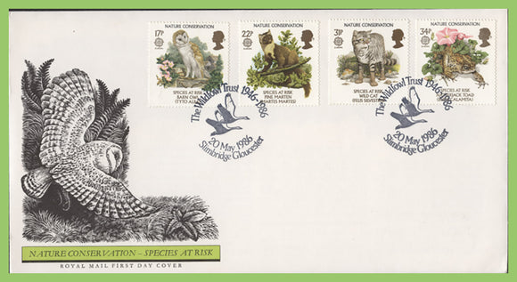 G.B. 1986 Nature Conservation set on Royal Mail First Day Cover, Slimbridge Gloucester